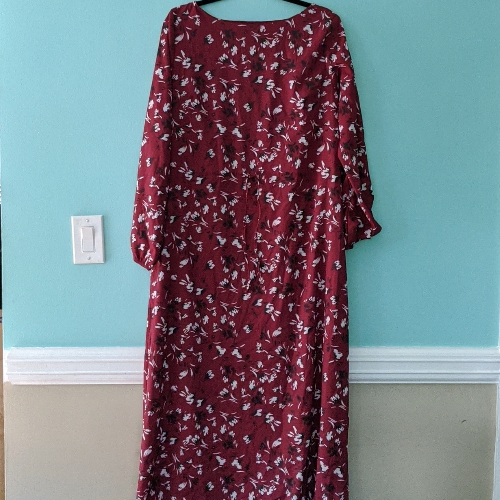 Urban Modesty Red Floral Long Sleeve Maxi Dress L